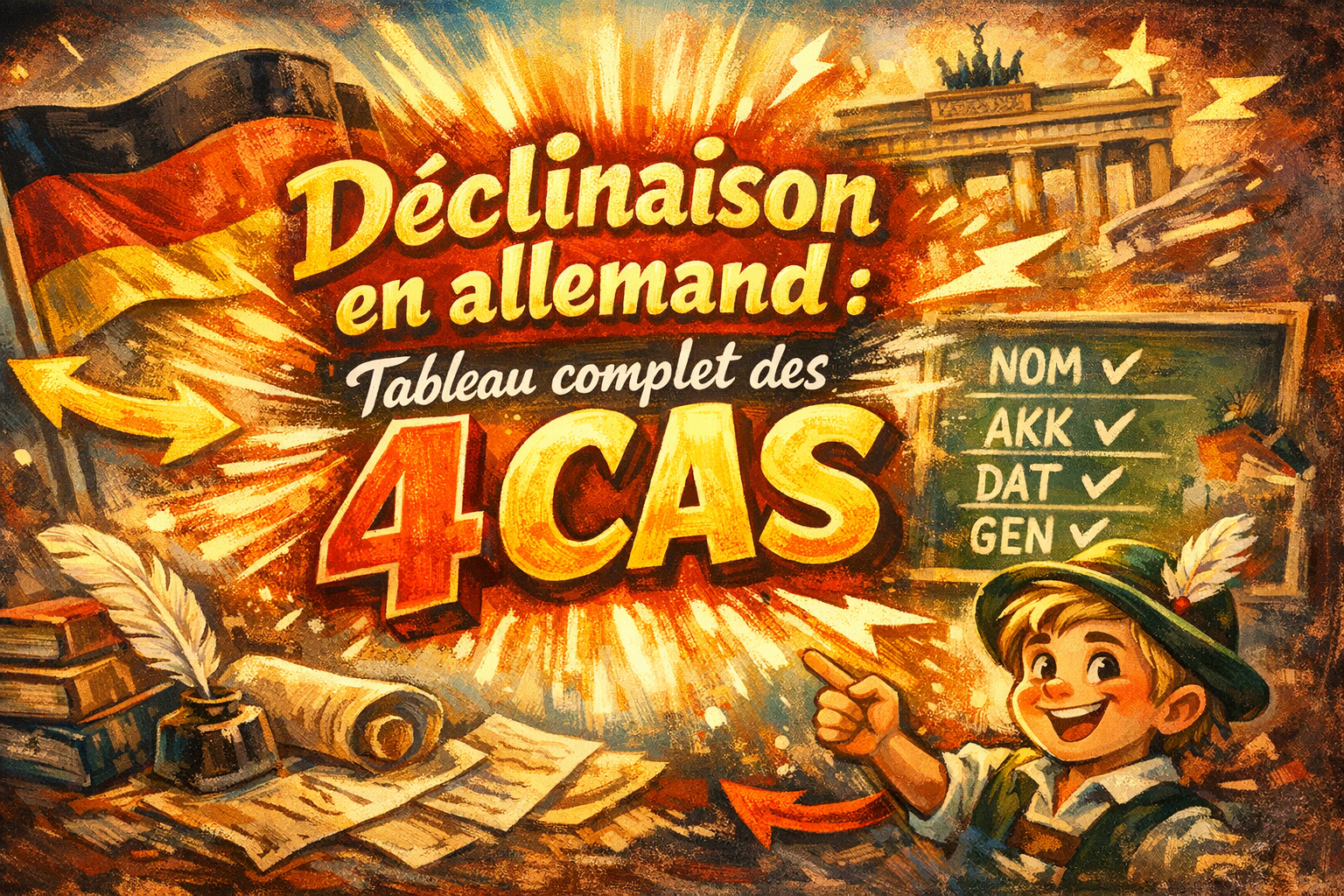 Déclinaison en allemand : tableau complet des 4 cas